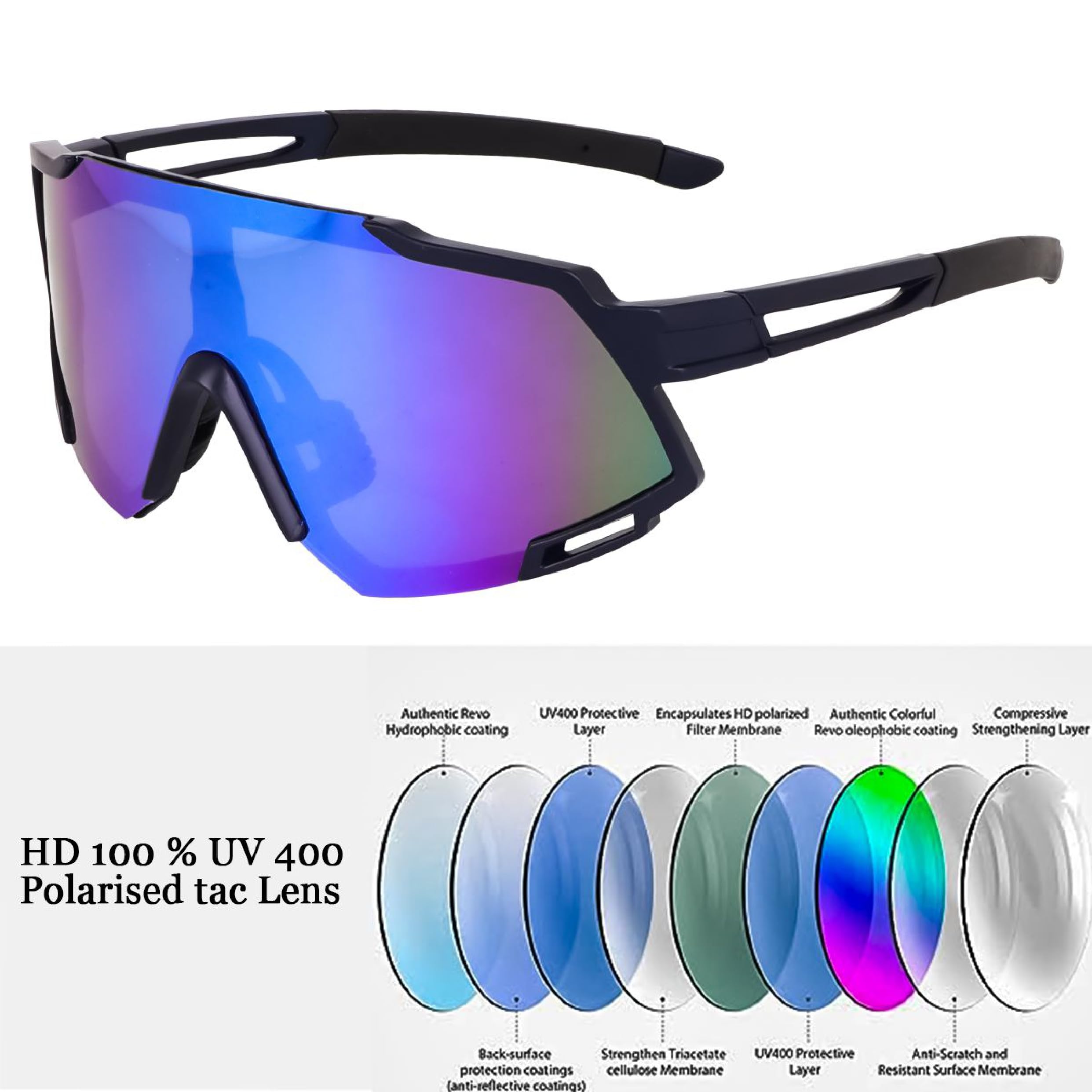 Dervin Gafas de sol deportivas de una sola pieza con visera de gran tamaño, no polarizadas, para hombres y mujeres, para críquet al aire libre, ciclismo, senderismo, pesca