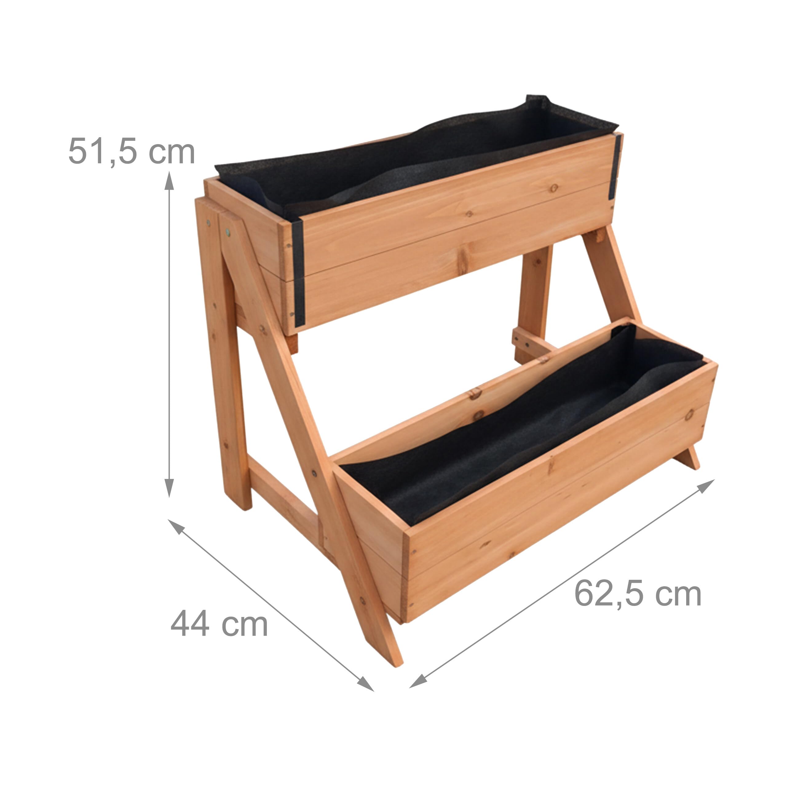 Relaxdays Jardinière Verticale, 2 bacs, H x l x P 51,5 x 62,5 x 44 cm, Sapin, Orange, Balcon et terrasse