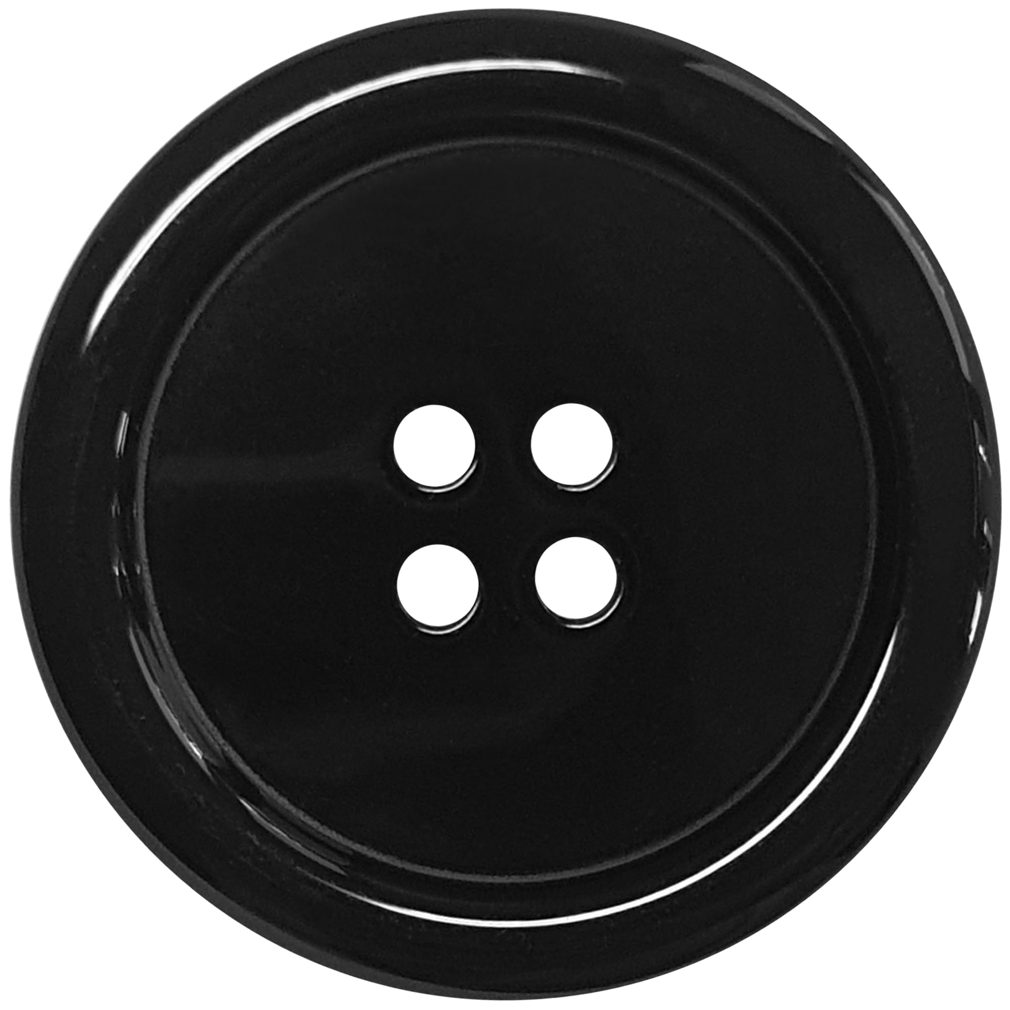 Extra Large Black Buttons: 50mm with 4-Hole Ridge Design - Smooth Round Finish Ideal for Sewing, Crafting, DIY Cards, Ornaments, and More (10)