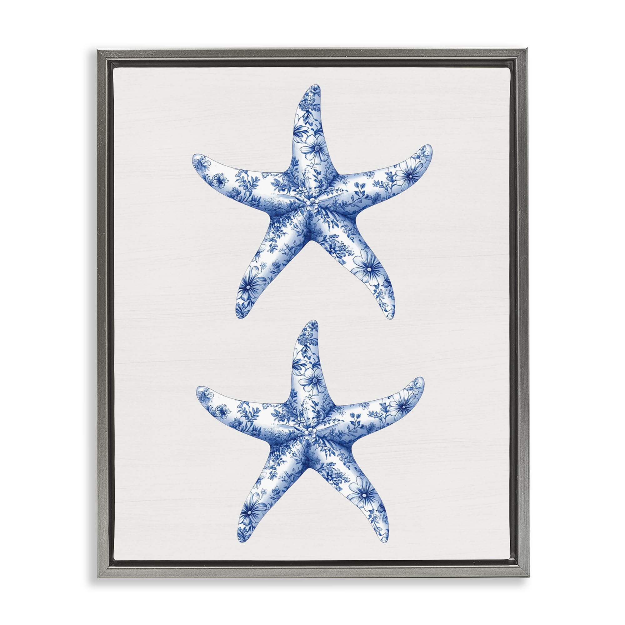'Vintage Toile Starfish'| Floating Frame Canvas Art