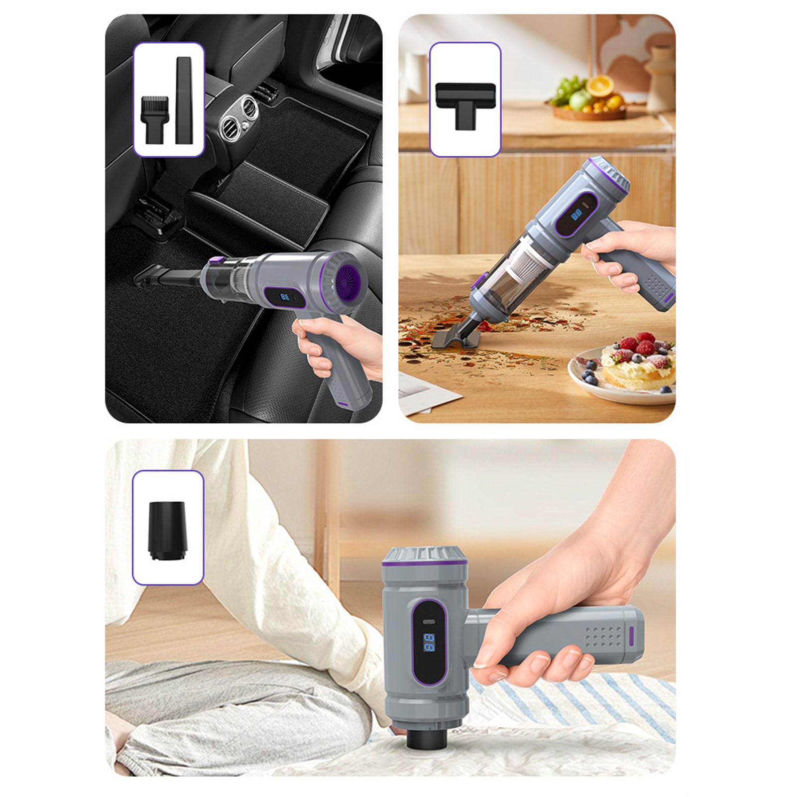 Dpofirs Aspirapolvere Portatile, Aspirapolvere Senza Fili per Auto 22000Pa con Motore Brushless per la Pulizia dell'Auto e della Casa, Portatile per di Animali Domestici, Include Accessori (GRAY)
