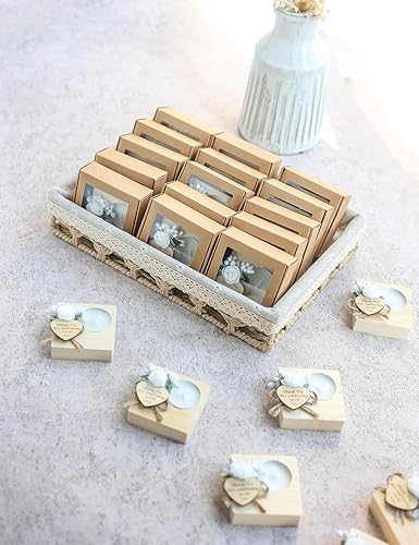 Miniatura 3 de Juego de 100 portavelas de madera para recuerdos de boda, despedida de soltera, regalos de baby shower para invitados, regalos de velas para