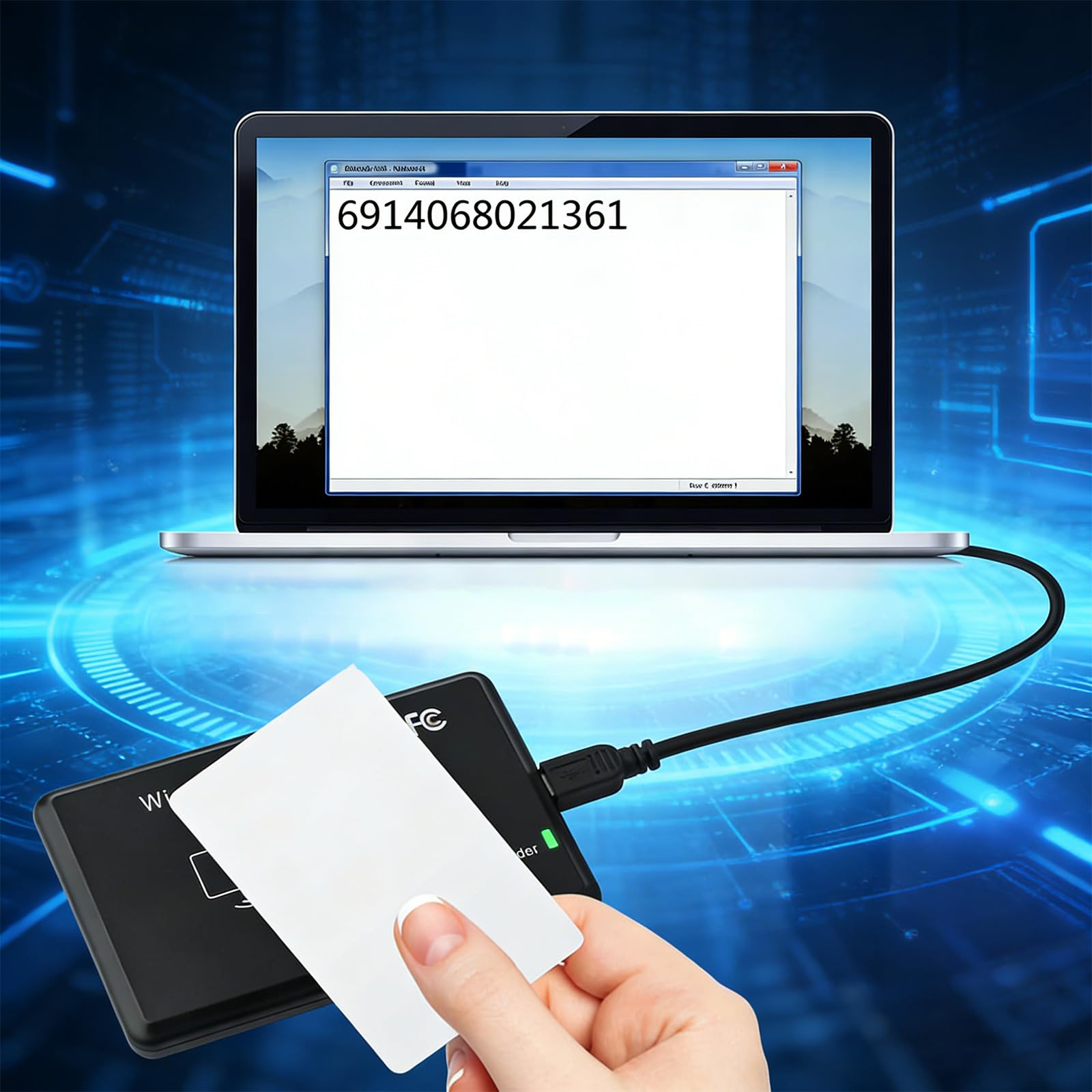 Lettore di schede, lettore NFC da 13,56 MHz e scrittore di schede IC per controllo accessi, gestione dei membri e codifica dati, programmatore USB per personale d'ufficio, tecnici e amministratori di