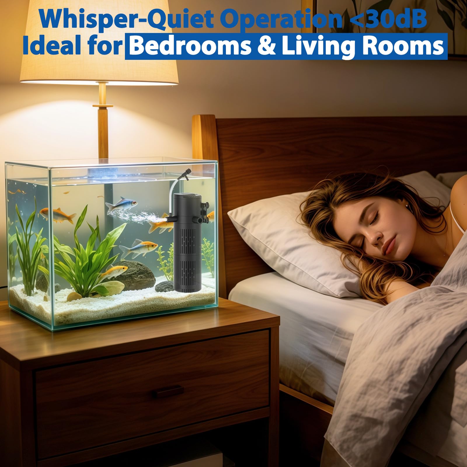 Filtro interno UV per acquario con luce UV, pompa filtro acquario 4 in 1, controller timer e finestra UV visibile, sistema di filtraggio multi-modalità per acquari d'acqua dolce e salata, 15-80 L (800