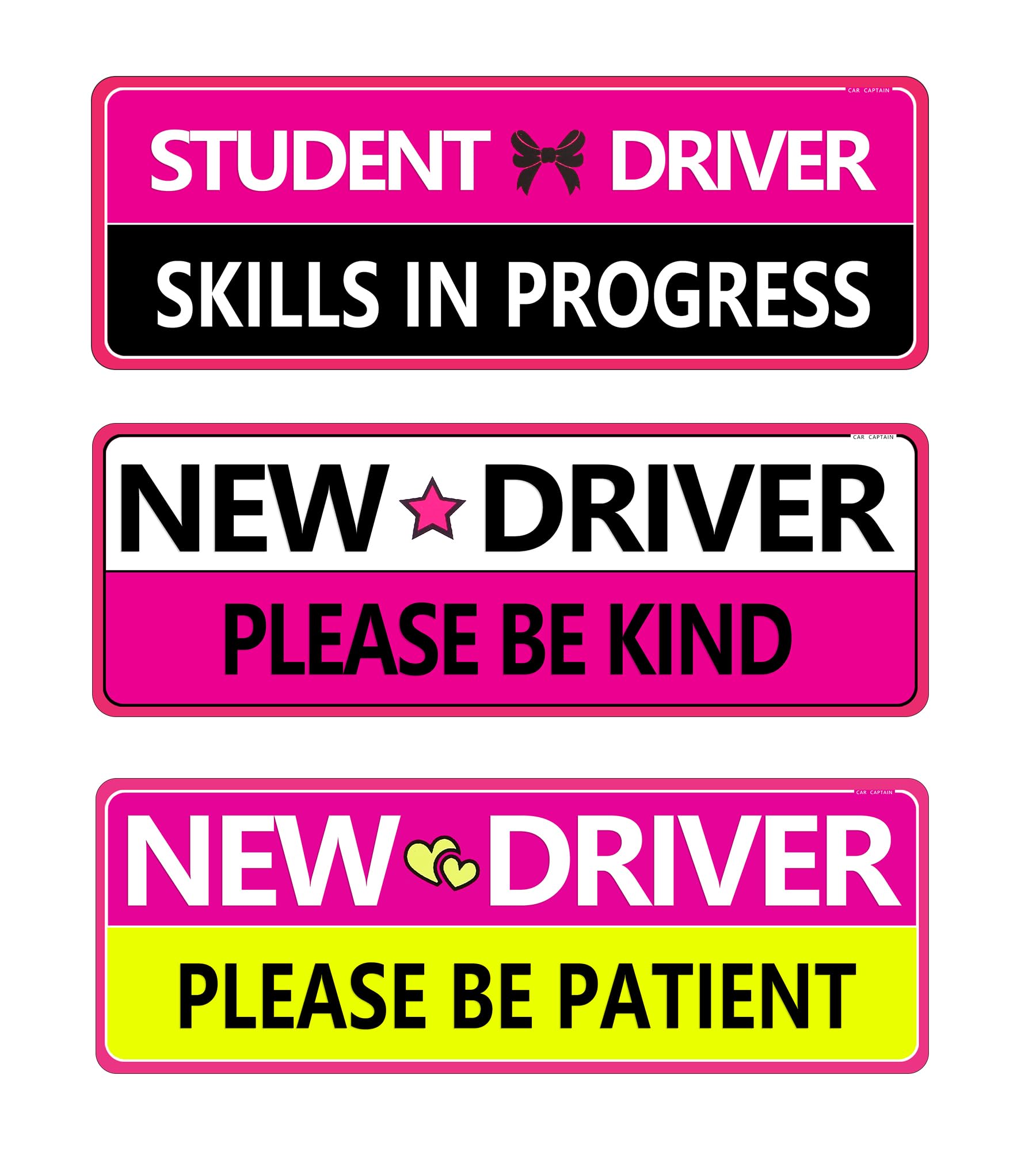 Car Captain 3pcs New Driver Magnet for Car,Student Driver Magnet, Please Be Patient Student Driver Magnets Removable Novice Safety Funny Magnetic Bumper Sticker Accessories