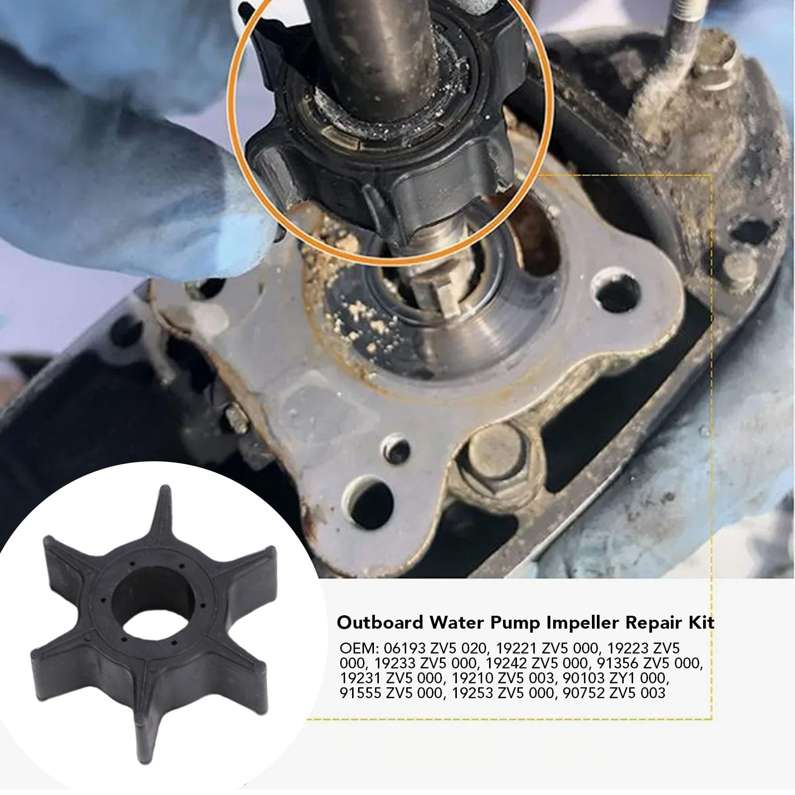 Kit de reparación del impulsor de la bomba de agua para motores fuera de borda DriKou — Repuesto 06193 ZV5 020 para modelos BF40A, BF50A, BF40D y BF50D (40 y 50 caballos de fuerza)