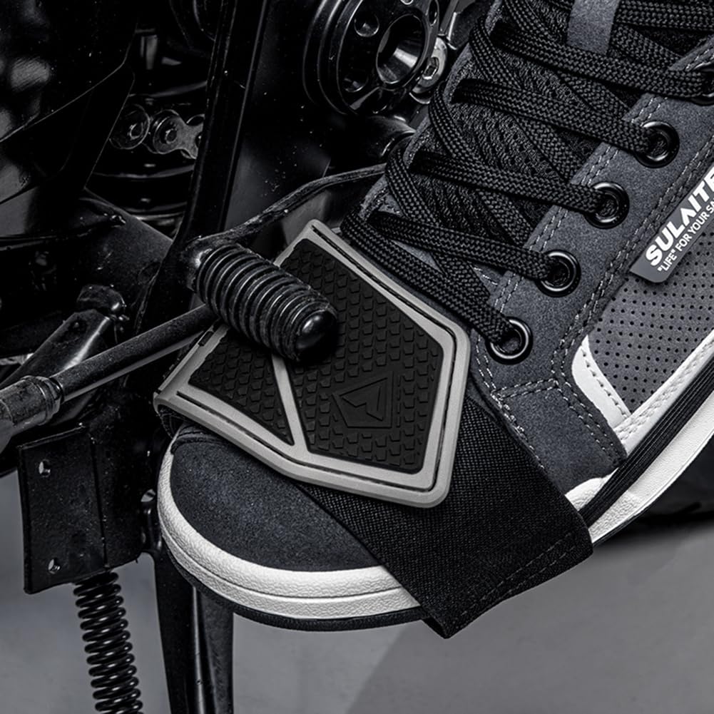 Motorrad Schuhe Schaltschutz, Motorrad Gangschaltung Gummi Schuhschutz mit Einstellbarem elastischem Band, Universal Motorrad Schaltpad Schuhschutz Pads Schaltabdeckung (Braun)