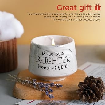 Candle Gifts for Women The World is Brighter Because of You Lavender Scent 6 oz Soy Inspirational Candles for Best Friend, Sister, Mom Birthday, Galentine's, Valentine's Day, Christmas Gifts