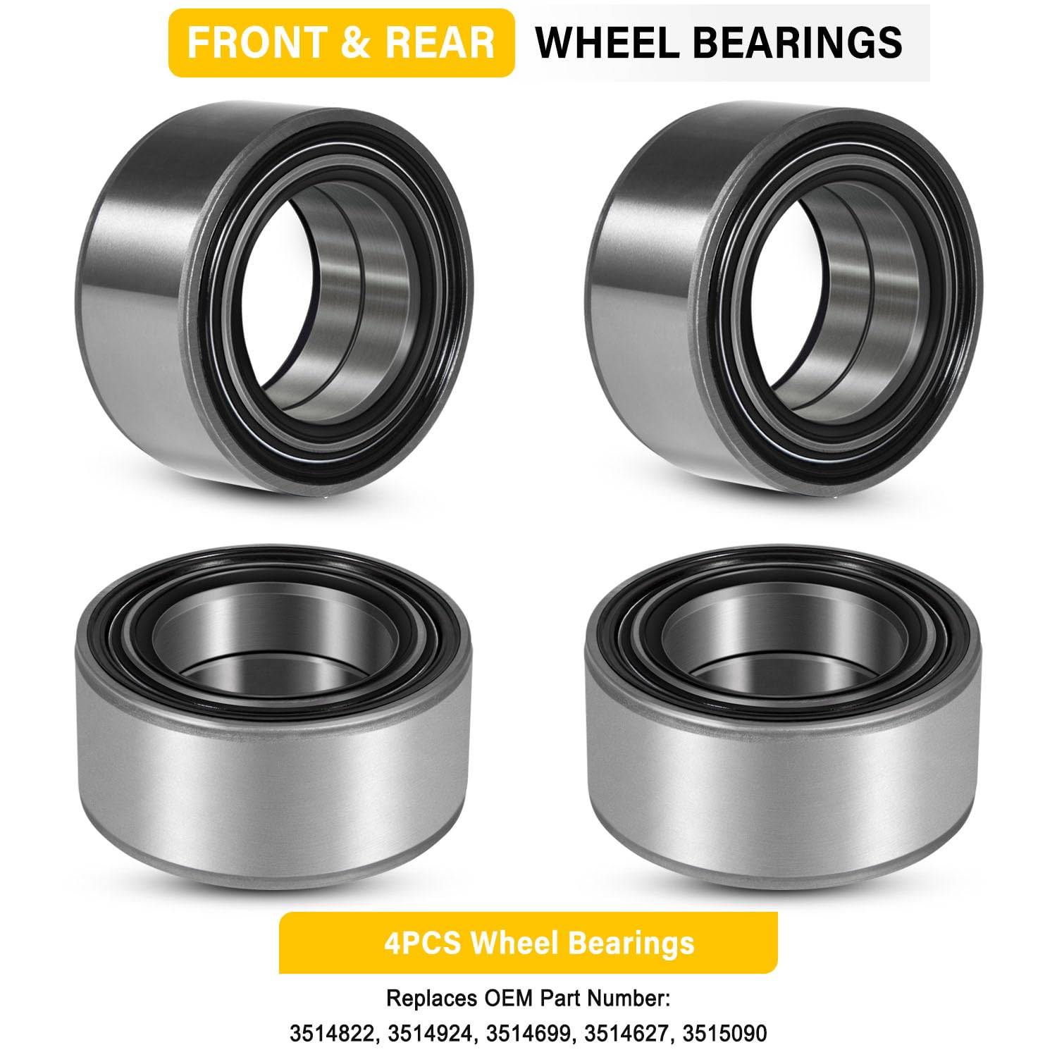 Amazon.com: 3514699 Front and Rear Wheel Bearings for Polaris RZR