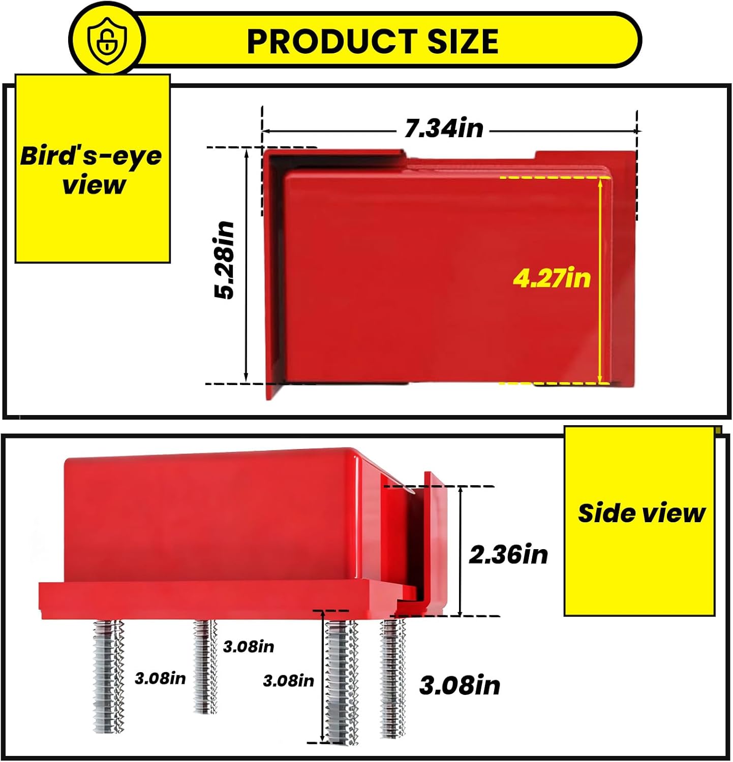 Shipping Container Lock box, Protection Device Heavy Duty Bolt-on Security Accessories with Padlock & 5 Keys (Red)