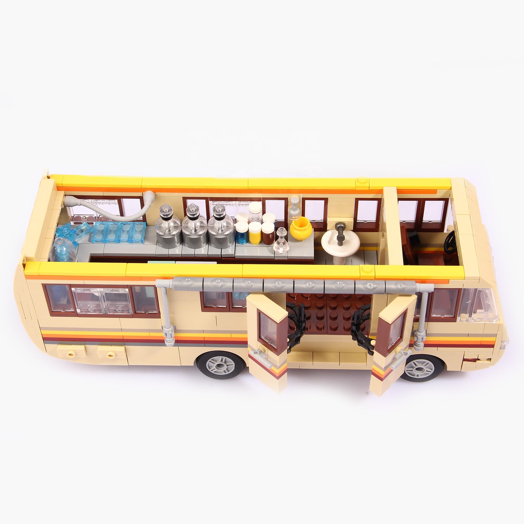 Juego de bloques de construcción clásicos Break Bad RV 986 piezas, modelo detallado de furgoneta con puertas de apertura e interior de laboratorio