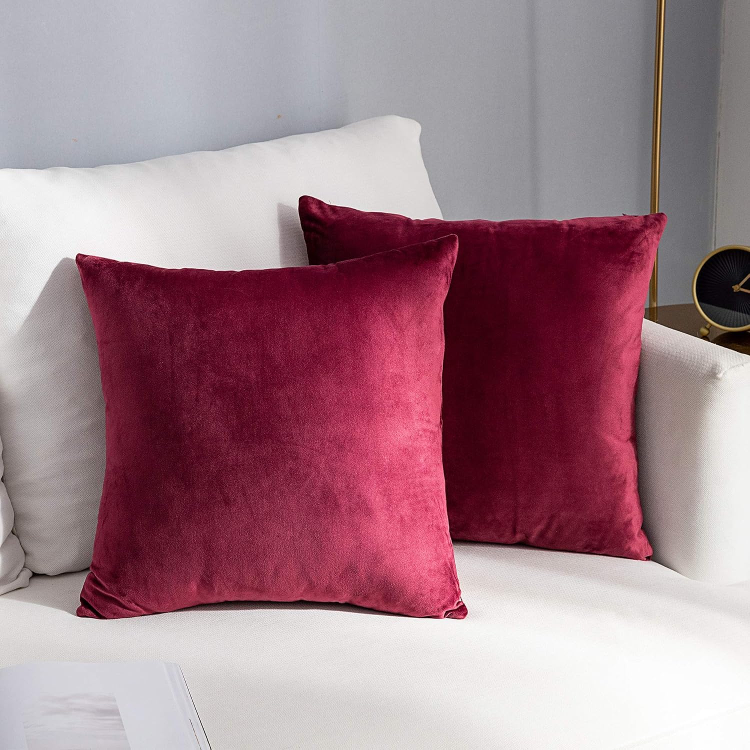 AAZEEM Decorative 18 x 18 Inch Throw Pillow Covers Set of 2 | Super Soft Velvet Pillows|Fall Pillowcase for Living Room Bedroom Sofa Couch Cushion Cover | Velvet-image-0
