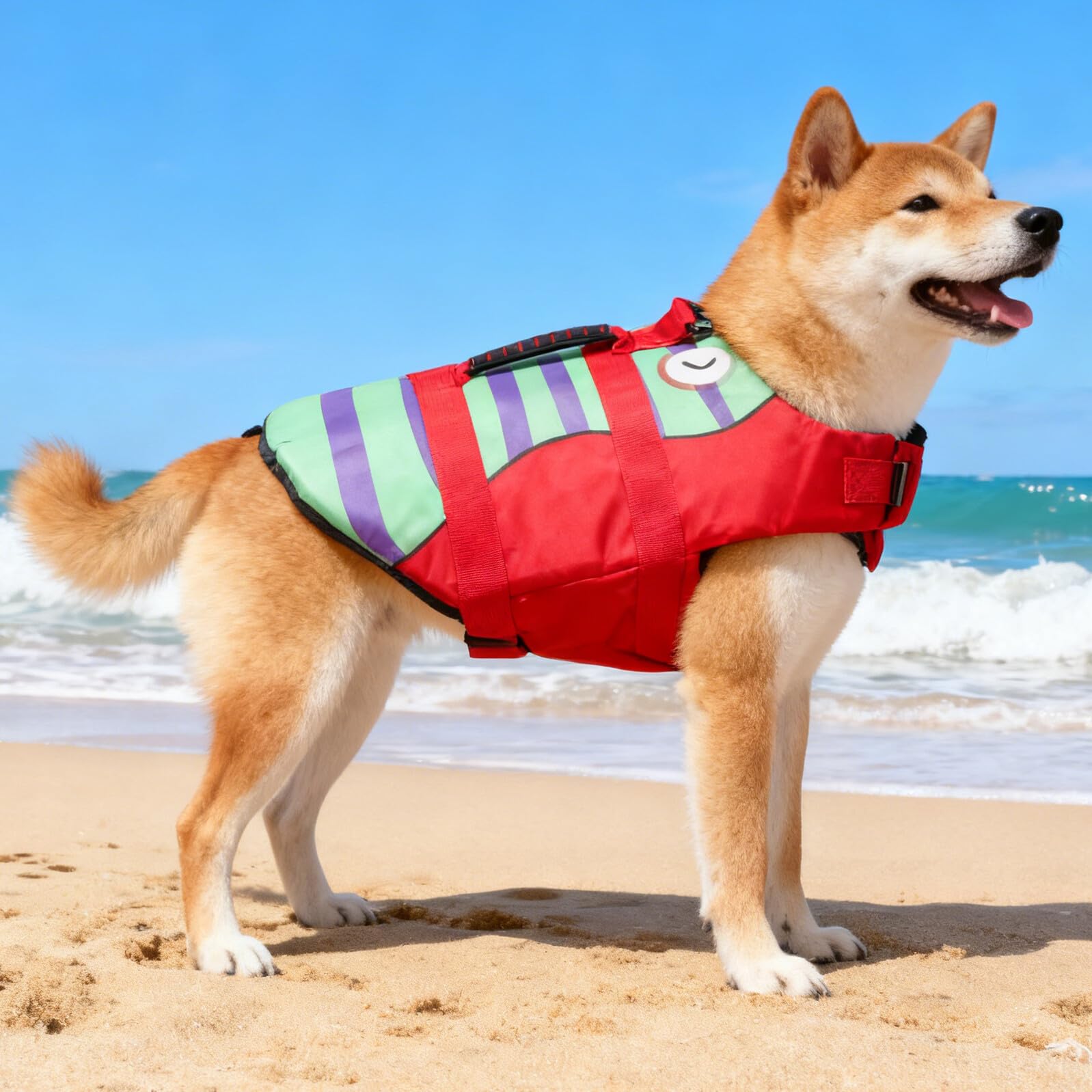 Gadpiparty Giubbotto Gonfiabile per Cani Salvagente Regolabile per Piccole Giubbotto da Nuoto per Piscina e Spiaggia Maniglia di Salvataggio e Design Visibile