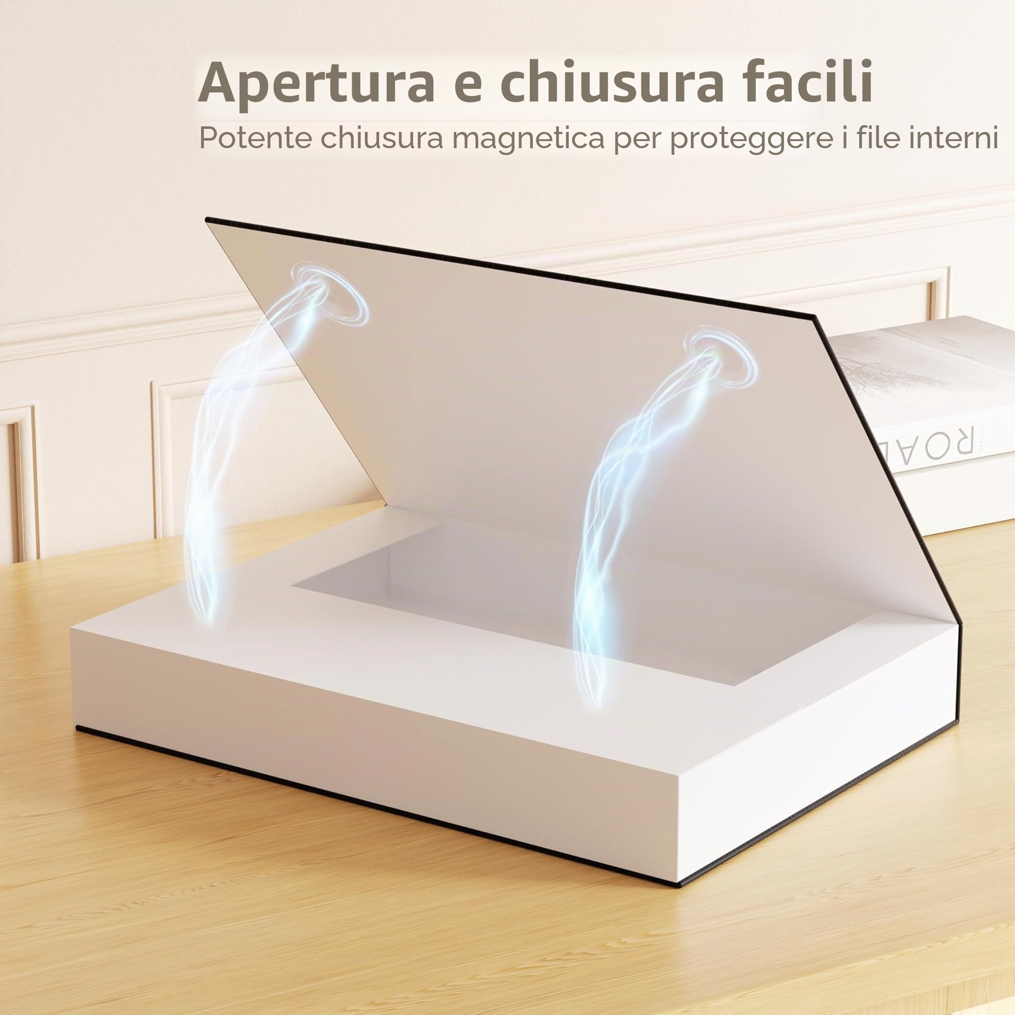 JiaWei Pezzi 3 Cartelle Portadocumenti Scatole da con Coperchio Magnetico, Dorso da 40 mm, In Cartoncino Extra Resistente da 1800 g/m², Etichette con Scomparto Per il Nome DIN A4- Nero