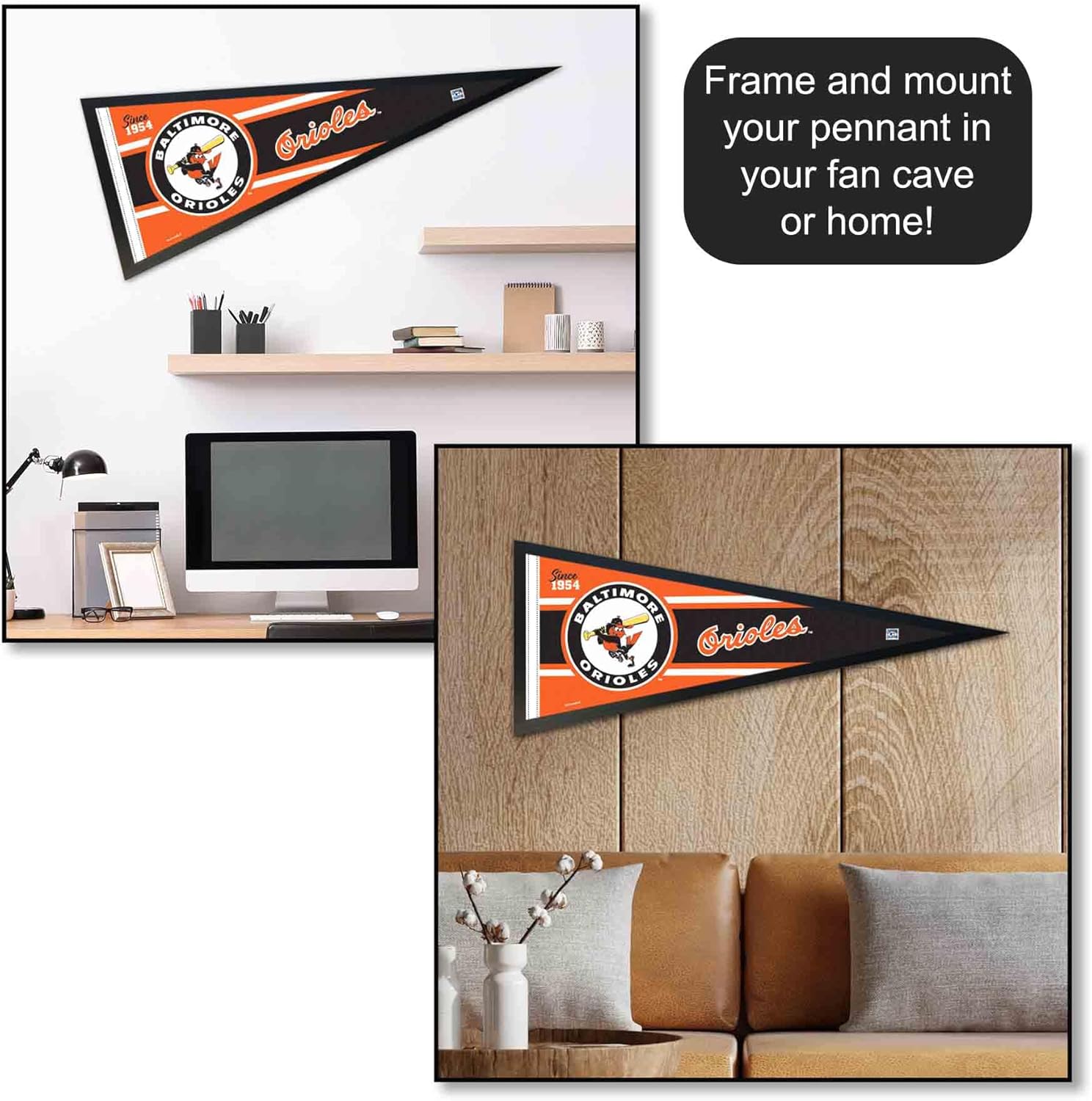 Orioles Retro Vintage Throwback Full Size Pennant Flag - Image 4