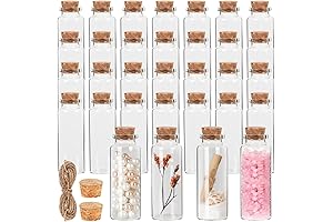 Premium 40ml Glass Bottles with Natural Cork Stoppers - Set of 32