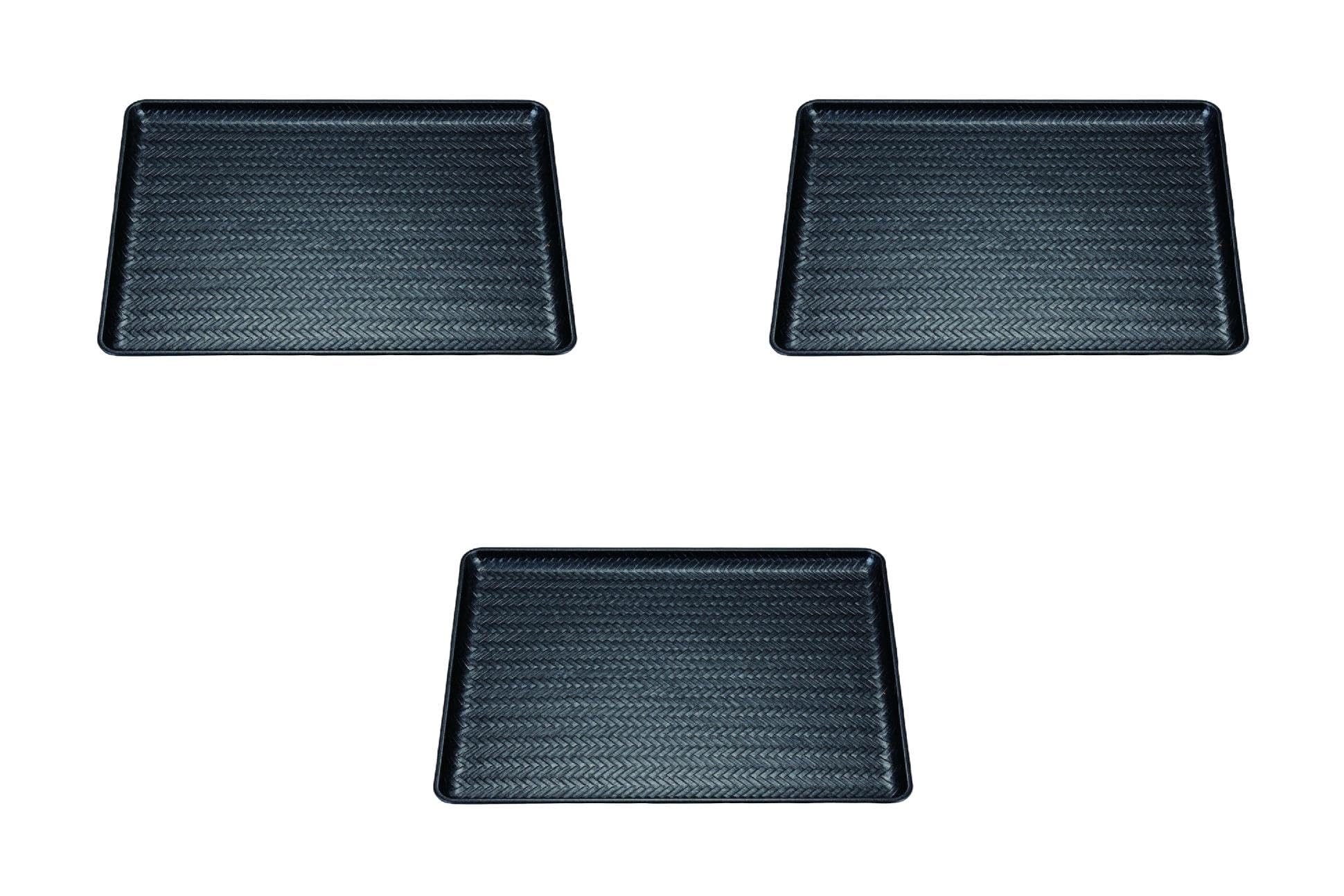 Set of 3, Super Heat Resistant Ajiro Long Tray, Black Pearl Matte NS, New Scale 2 Inch