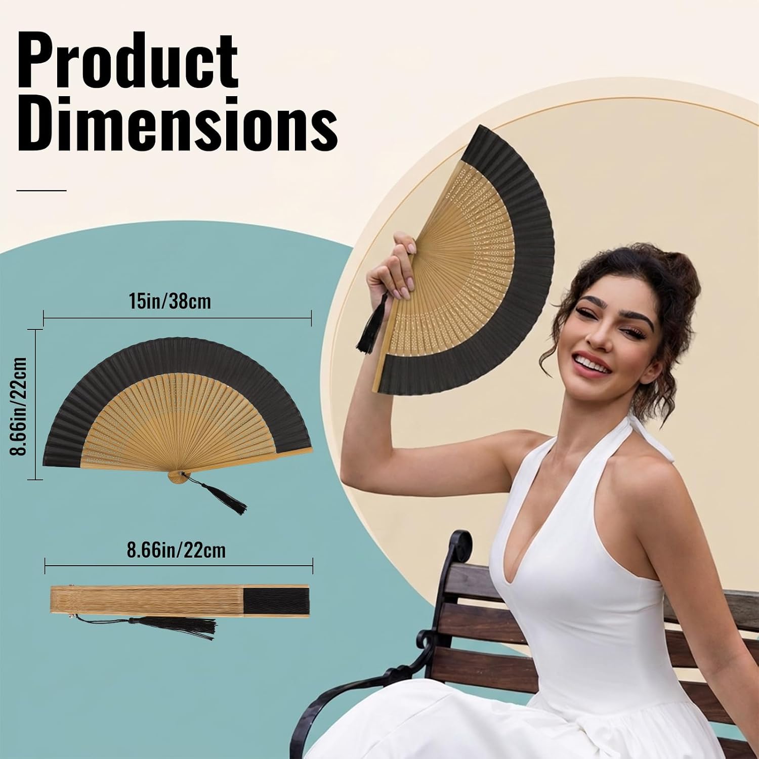 Hand Fan Foldable for Women, Folding Hand Fan, Brown