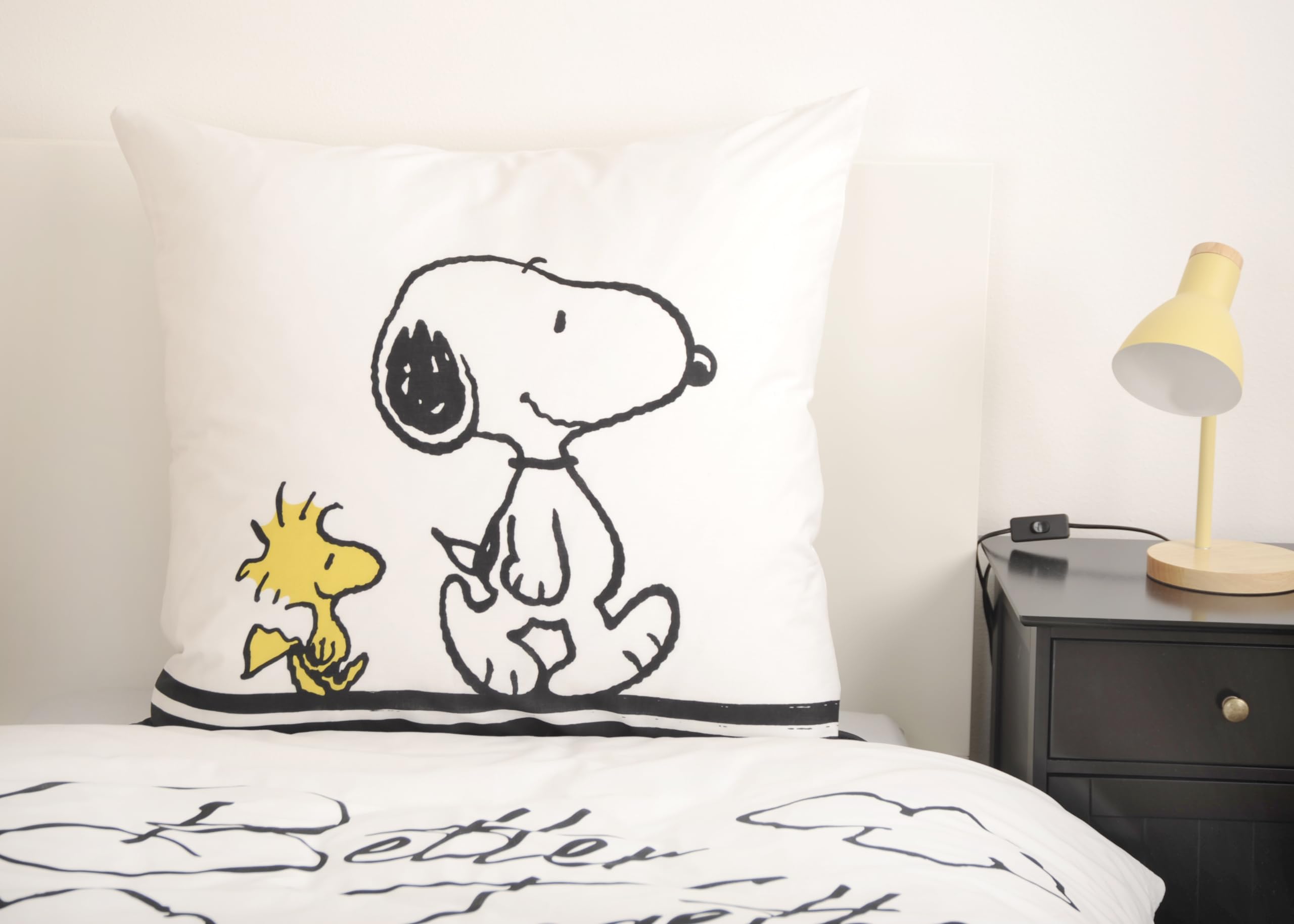 Herding Peanuts Parure di biancheria da letto liscia Better Together Snoopy Woodstock 100 % cotone con chiusura lampo di marca 135 x 200 cm – Outlet-24