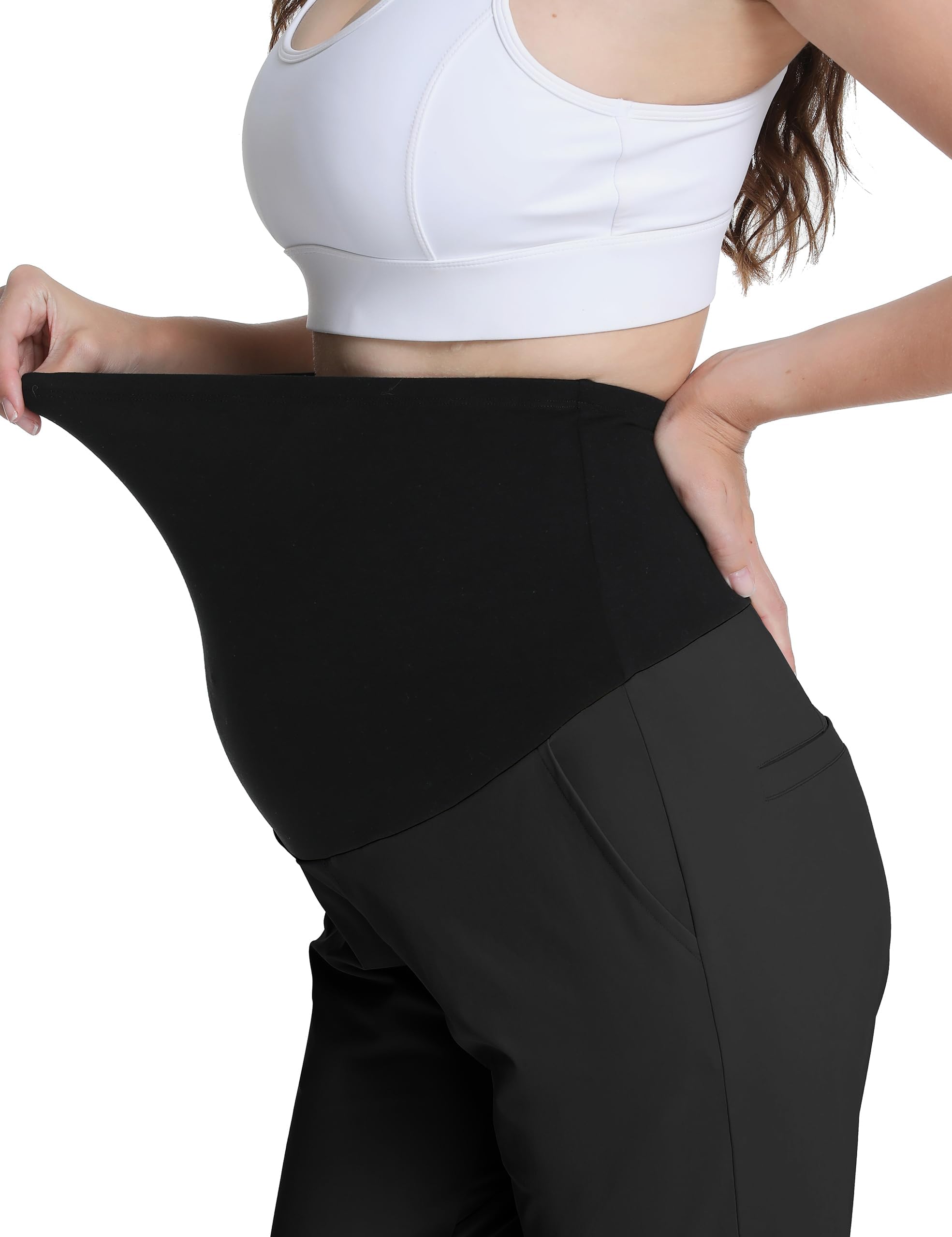 Umstandshose über dem Bauch Schwangerschafts Hose Elegante Golfhosen Arbeitshose Business Hosen mit Taschen