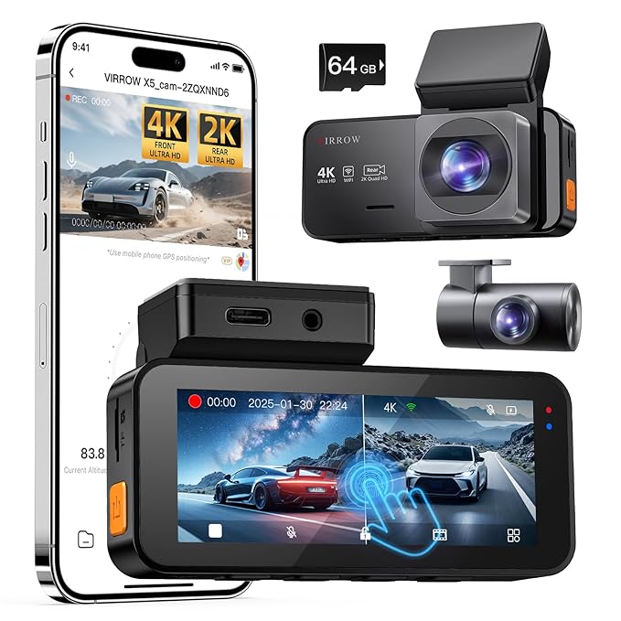Virrow Dash Cam Front and Rear (X5)