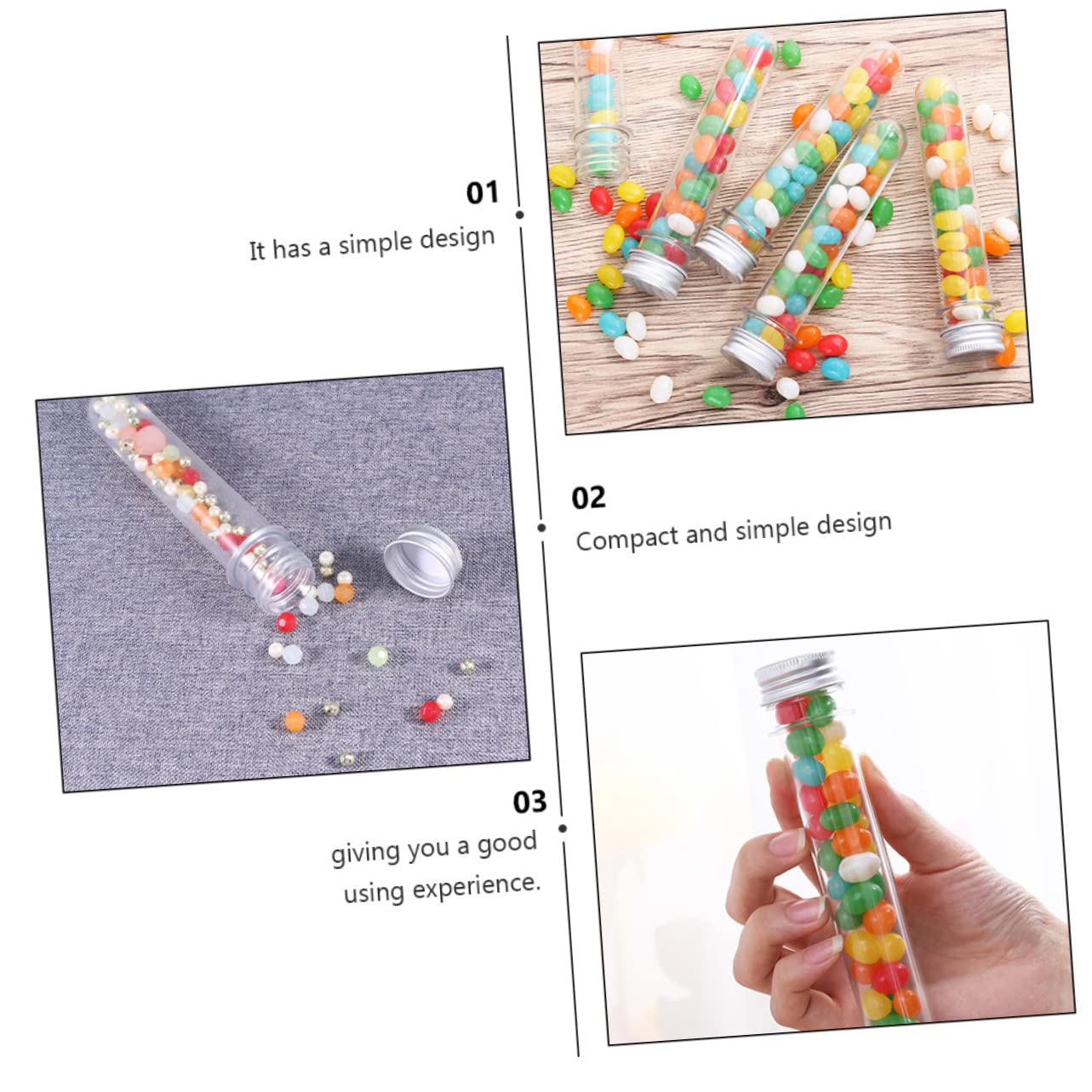Frascos de Tubo de Ensayo Transparentes 45ml Pet 50 Piezas | Aluminio, Fácil de Llenar, para Almacenamiento Portátil, Protege Líquido