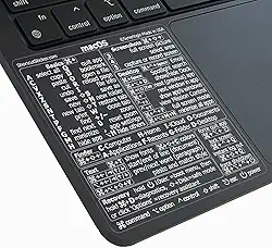 SYNERLOGIC Mac OS (Ventura/Monterey/Big Sur/Catalina/Mojave) Atalhos de teclado, M1/M2/Intel adesivo de vinil transparente sem resíduos para MacBook preto (transparente/branco)