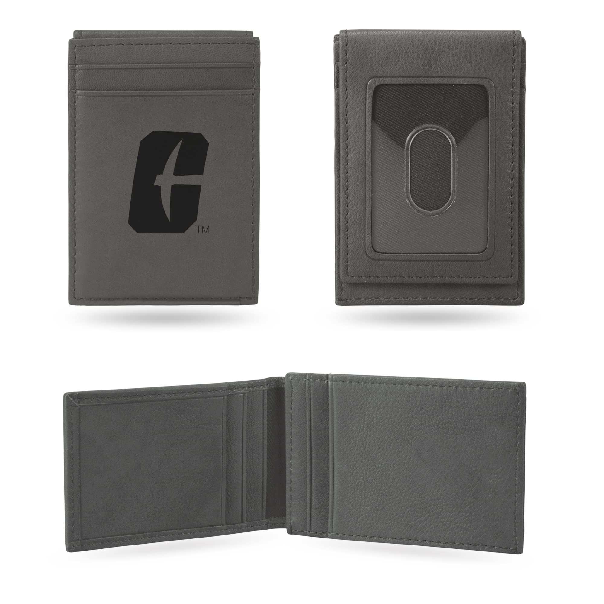 Rico Industries NCAA Gray Laser Engraved Front Pocket Wallet - Compact/Comfortable/Slim