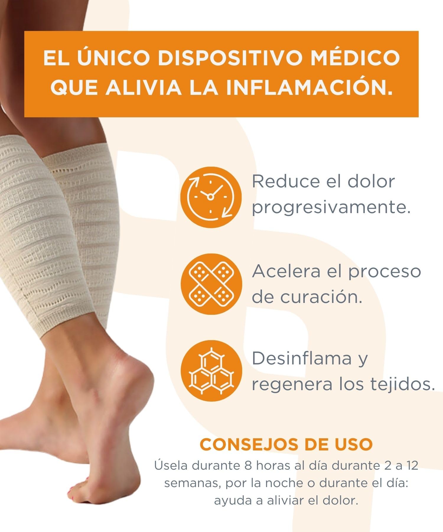 Medias Compresion Hombre y Muyer Electro Magnetoterapia - Musleras Compresion Hombre para Desgarros, Hinchazón, Dolores Musculares, Dispositivo Médico Deducible - Made in Italy, Beige M