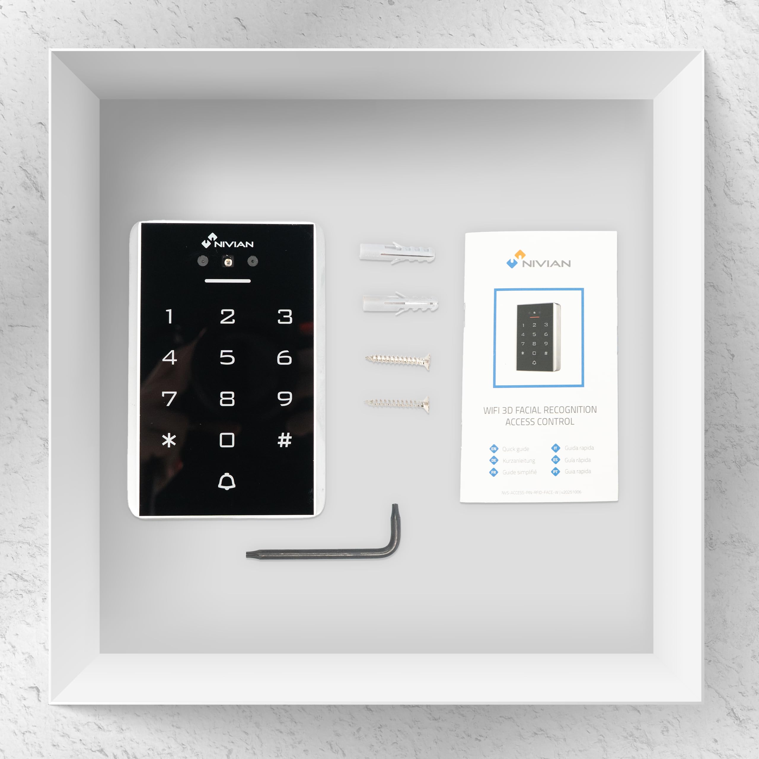 Contrôle d'accès Intelligent avec Reconnaissance faciale, Clavier PIN, Carte RFID et Application WiFi - 2000 utilisateurs, IP68 extérieur, Gestion à Distance Tuya Smart, Codes temporaires NIVIAN