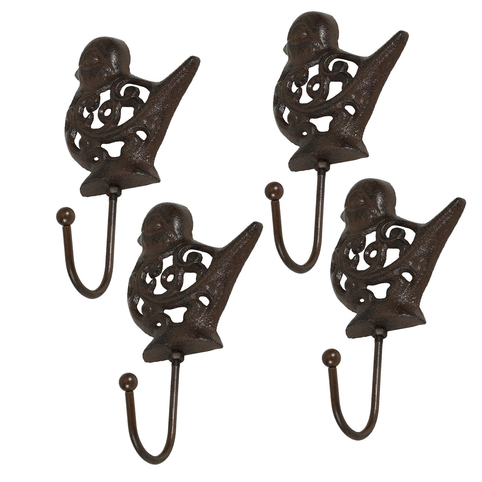 Didiseaon 4 Piezas Gancho de Pared en Hierro Forma de Pájaro sin Rebabas y Alta Capacidad de Carga, Gancho Decorativo Adecuado para Colgar Bolsos y Sombreros