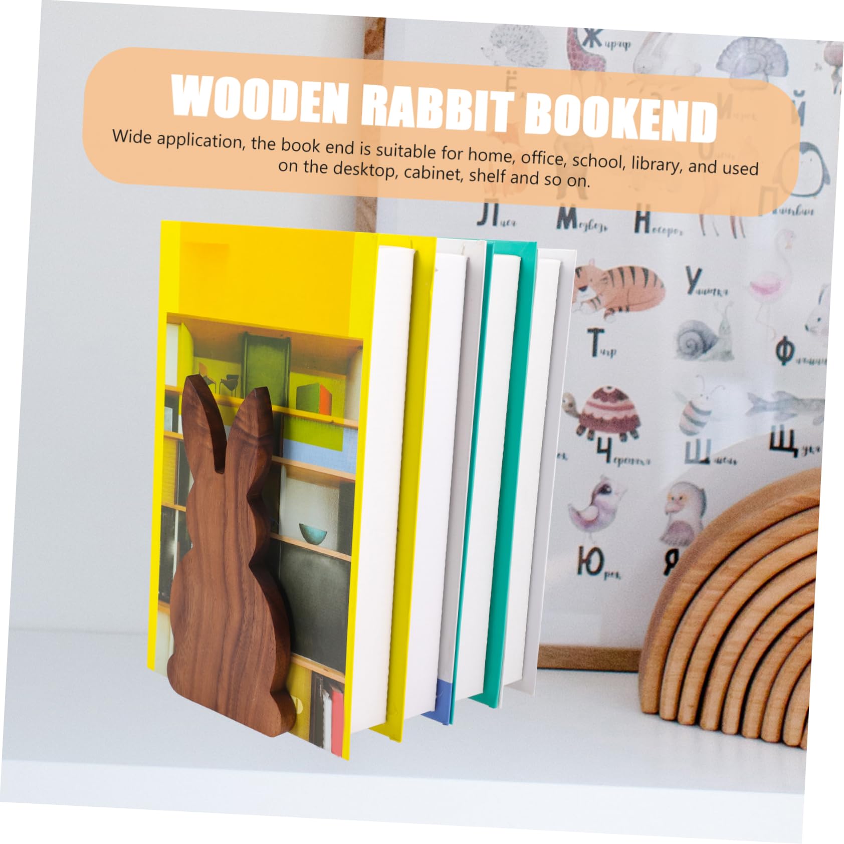 PRETYZOOM Wooden Rabbit Shape for Boys and Girls for Study Room Office Classroom