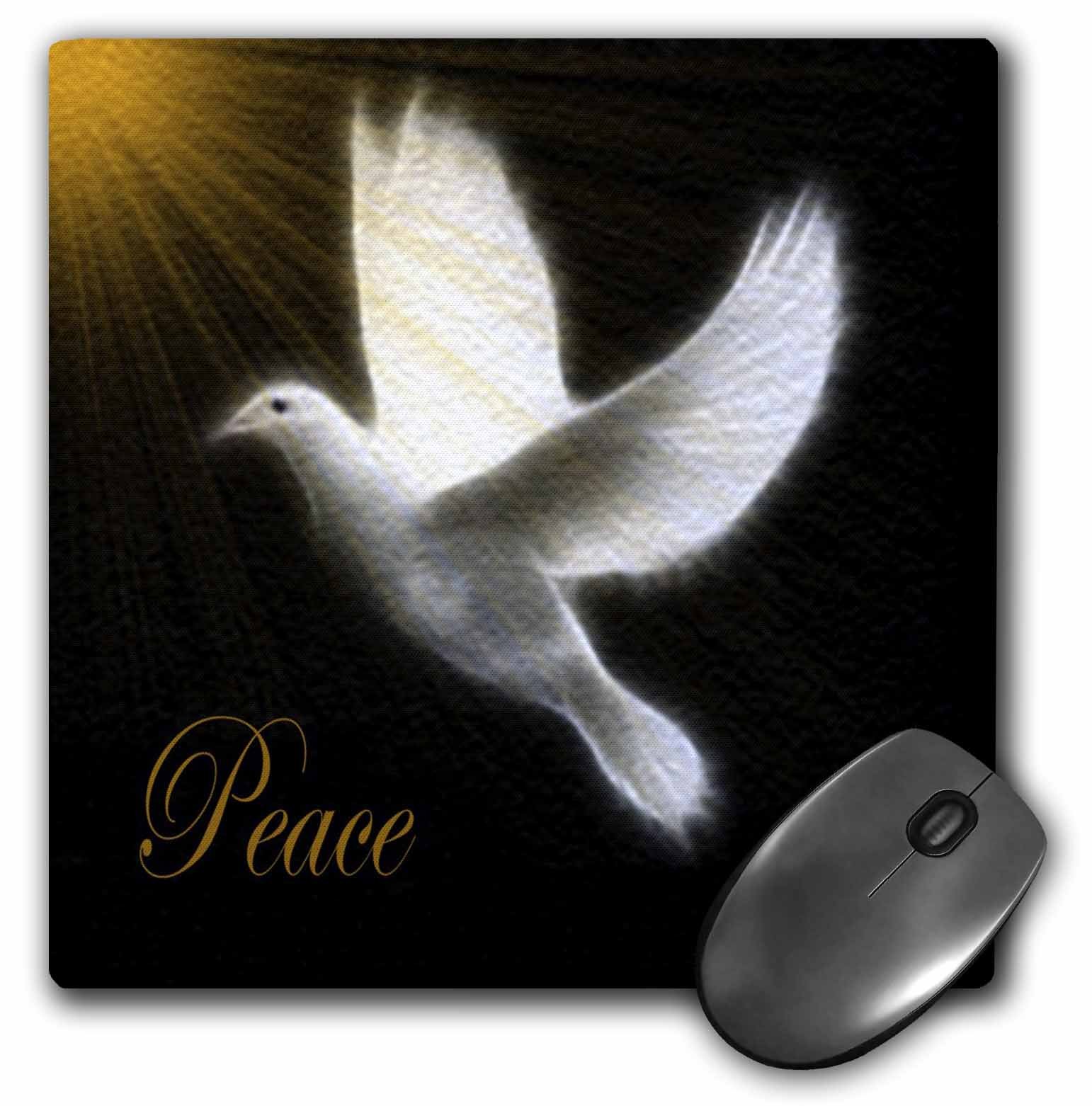 3dRose LLC 8 x 8 x 0.25 Inches Mouse Pad, Peace Dove Black/White -Goldbird (mp_6580_1)