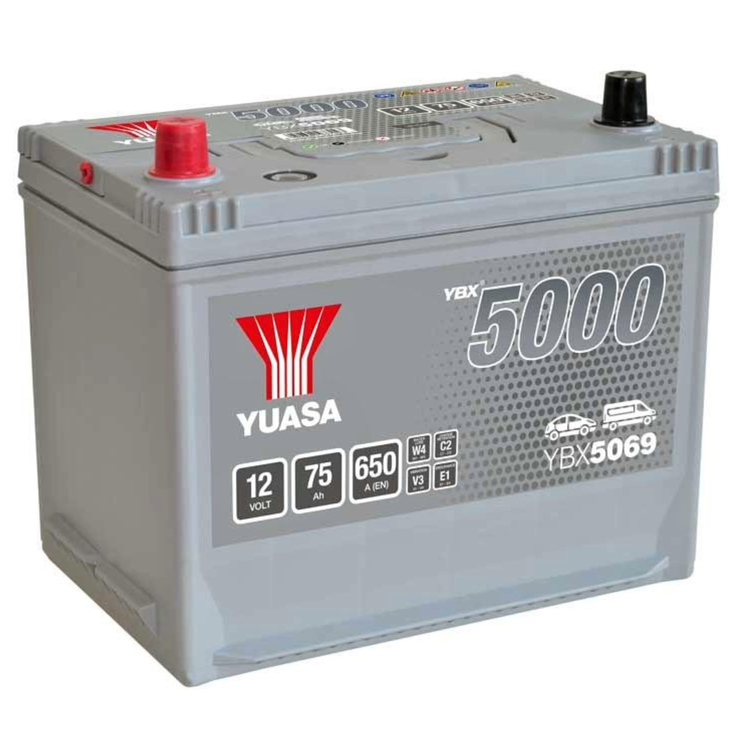 Yuasa YBX5069 12V 75Ah 640CCA Silver Maintenance Free High Performance Battery