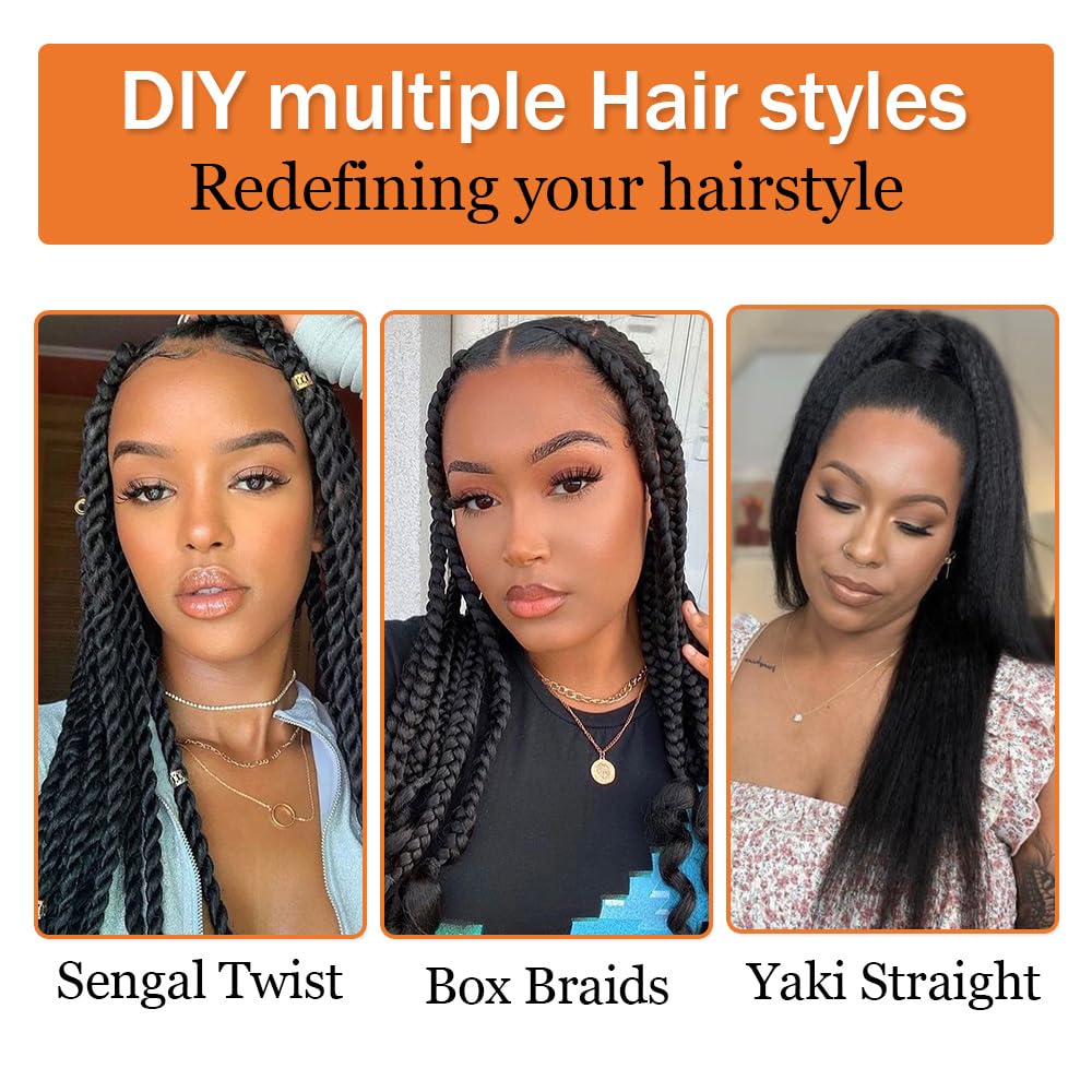 Pelo trenzado preestirado de 18 pulgadas, 6 paquetes, extensiones de pelo largo para trenzas, pelo sintético preestirado 1B (negro natural)