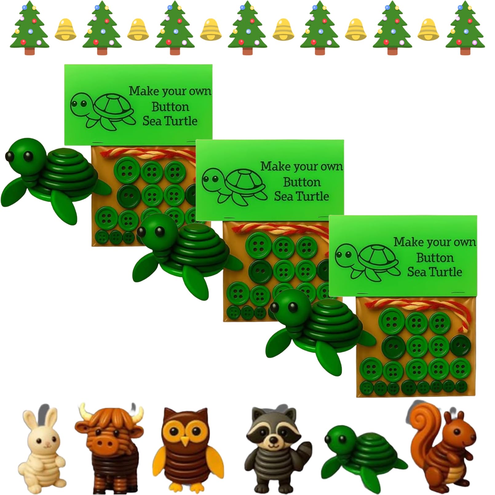Diys Button Highland Cow Craft Christmas Ornament Kit, DIY Christmas Buttons Highland Cow Craft Kit, DIY Highland Cow Button Ornaments, Animal Button Ornaments Christmas Tree Hanging Decoration (B)