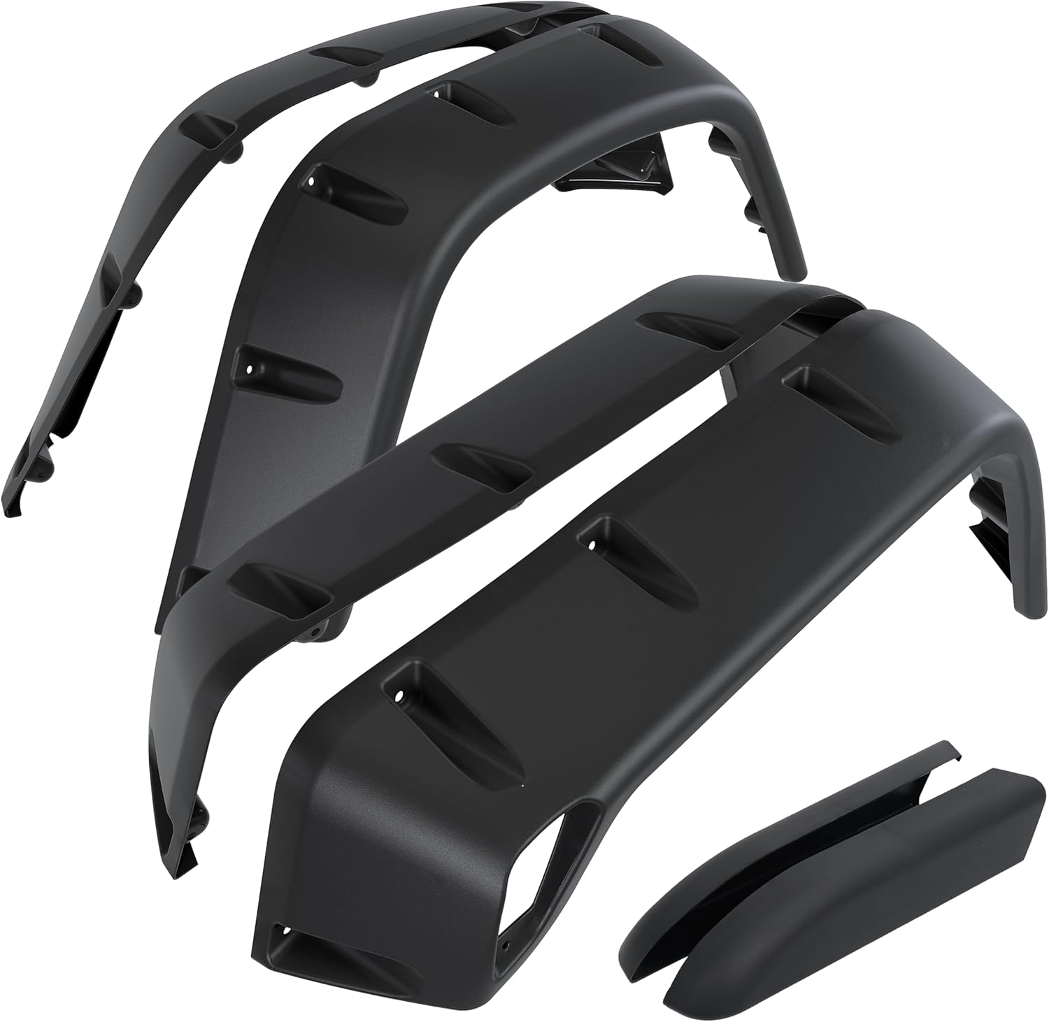 ALMULOO Fender Flares Compatible with 1997-2006 Jeep Wrangler TJ 2004-2006 Wrangler LJ, Smooth Pocket-Riveted Extended Style Wheel Protector Textured Black