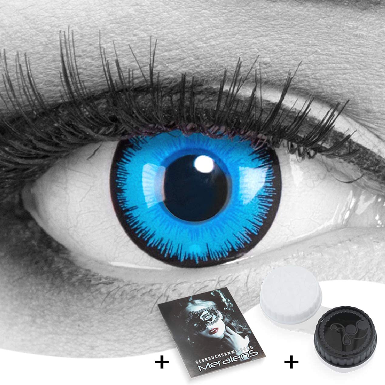 Funnylens 1 Coppia color Cosplay Manga Crazy Fun Anni Lenti a contatto Alper con gratis Casi Lens. perfetto per Halloween, Carnevale e Costume