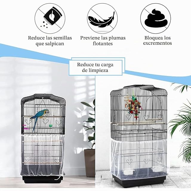 Foto 4 de 6 de LICHUANUK Cubierta Universal para Jaula de Pájaros, Falda de Malla para Jaula para Loros