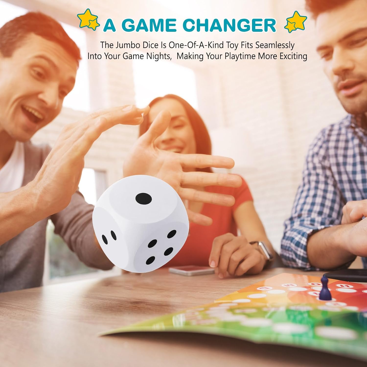 Shappy 3 Inches Foam Dice Fun Filled Large Educational Toy Kawaii Giant Decorative Eva Foam Jumbo Dice Big Square Building Blocks for Board Game Nights Learning Sessions(White,2 Pcs)