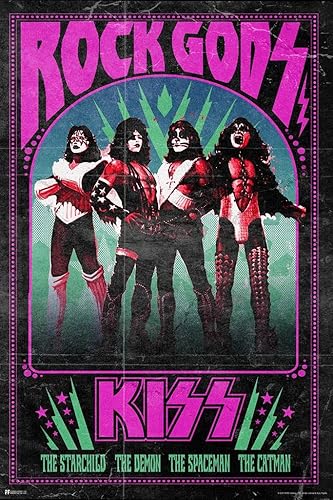 KISS Rock Gods Band - Póster de música de heavy metal de los años 70, retro, vintage, demonio, Starchild, astronauta, Catman, arte de pared de disponible en Yaxa Colombia