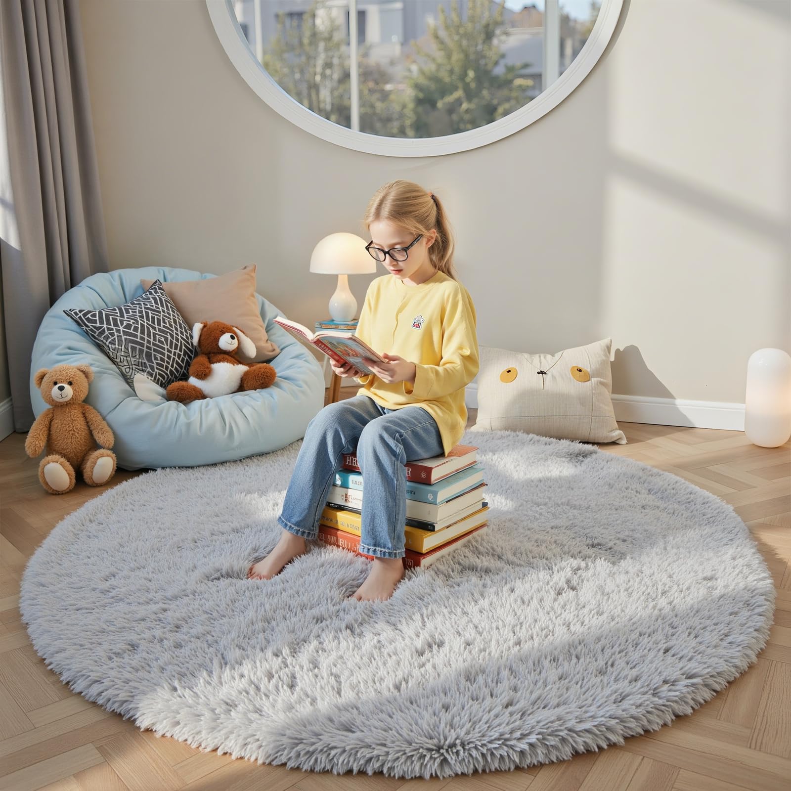 Super Soft Circle Rugs for Girls Princess Castle Toddlers Play Tent 4 Diameter Circular Area Rugs for Kids