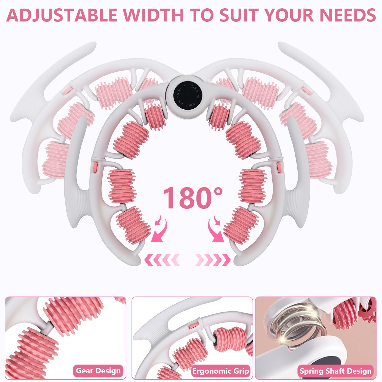 Massageroller Beine mit 14 Rollen & 360°-Ring | Abnehmbarer Griff, Manuelle Faszienrolle, Anti-Cellulite, Lymphdrainage & Muskelentspannung für Oberschenkel, Arme & Nacken