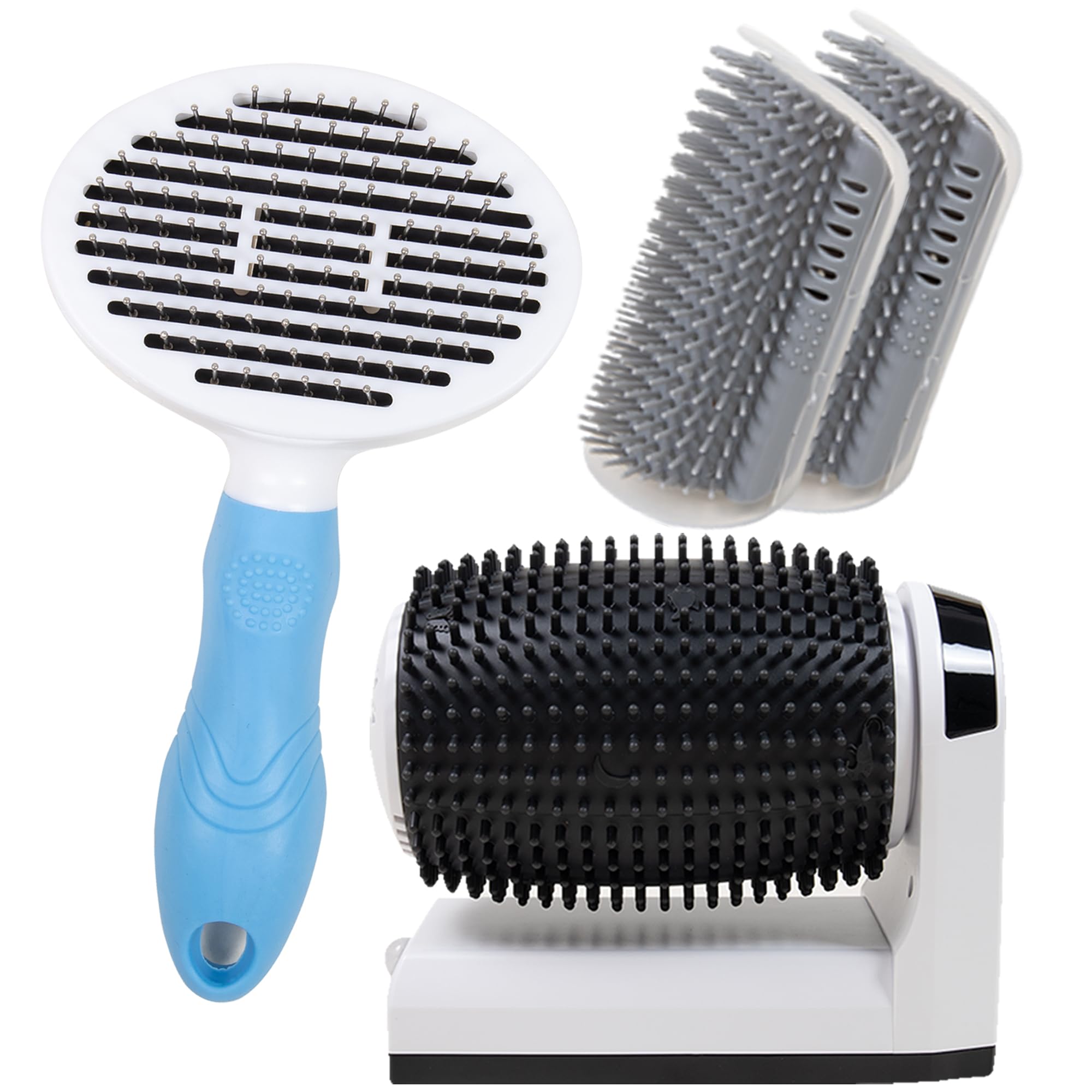 PAWSITIVE JOY Cat Grooming Supply Kit: Includes Automatic Self Groomer and Massager, Two Rubbing Corners with Catnip, and Deshedding Brush