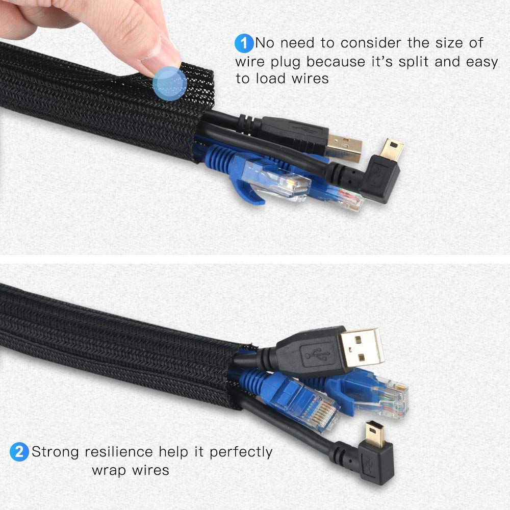 AGPTEK Cable Management Sleeve Cover, Cord Management System for Desk