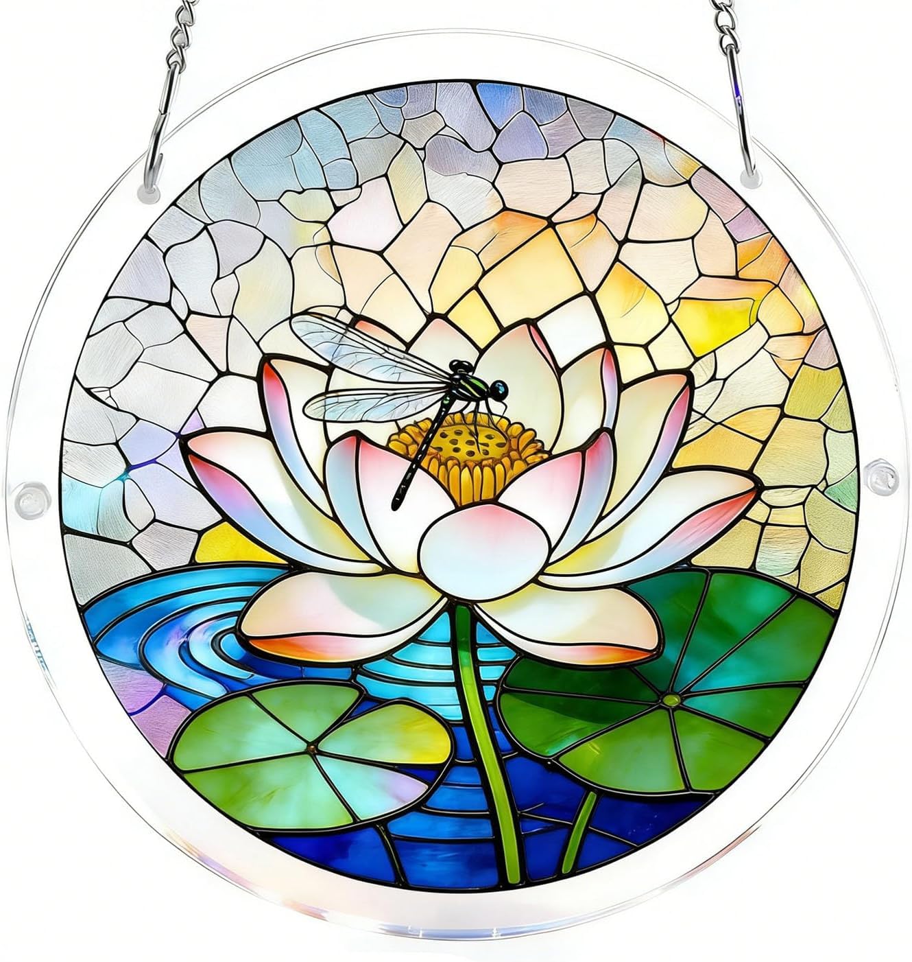 Lotus Acrylic Jigsaw Puzzles Suncatcher, 8.9 Inch Window Hanging Suncatcher Acrylic Puzzle, DIY Home Decor Art Gift