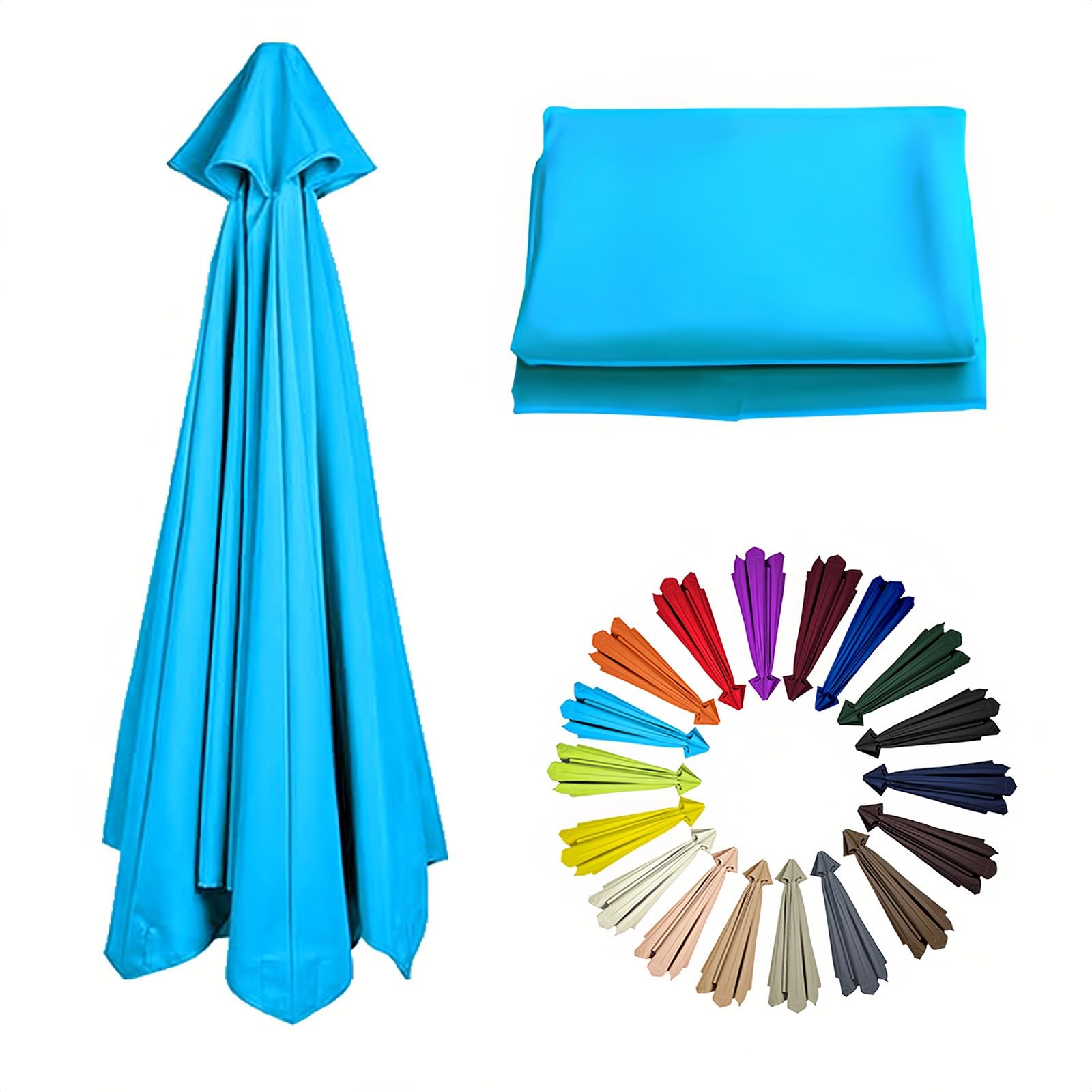 2m/6.6Ft Umbrella Replacement Canopy | Replacement Parasol Cover for 6 Arms| Umbrella Replacement Top | Breathable | Washable | for Garden, Market, Backyard, Beach, Patio(Lake Blue)
