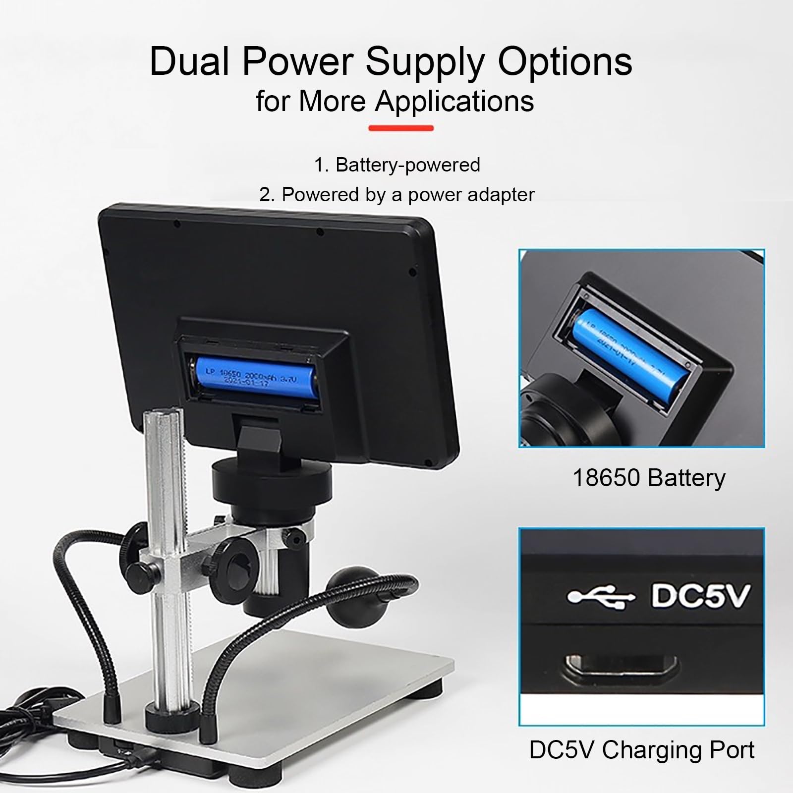 Microscopio Digital LCD de 18 cm, Aumento de 1200X, 8 Luces, Microscopio Electronico, para Adultos y Niños, Inspección de Diamantes, Monedas y Valoración de Gemas