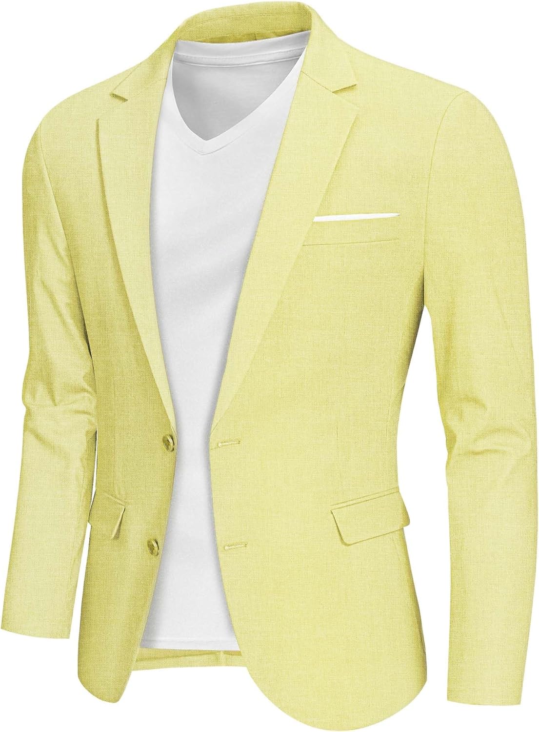 MY’S Men’s Casual Two Button Linen Suit Jacket, Slim Fit Business Daily Sport Coat Lightweight Blazer