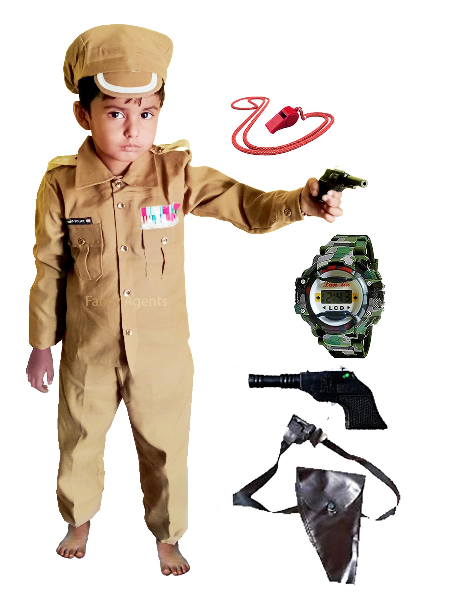 Army Dress for Kids| Indian Army and Police Costume for Kids| National Soldier Costume for Kids Boys and Girl Age 2-4-6-8 years (Free Army Watch Gift for kids)